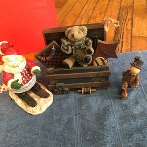 Santa and Teddy Bear Decor Set